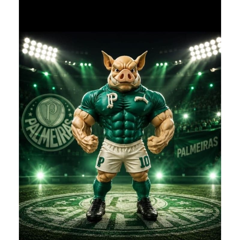 🐷 Mascote do Palmeiras Figure Colecionável Porco Verde Torcedor Verdão Decoração Estatueta Presente para Palmeirenses