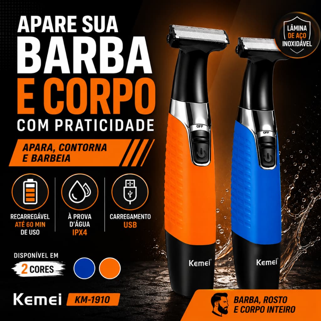Máquina De Barbear Trimmer À Prova D'água Recarregável