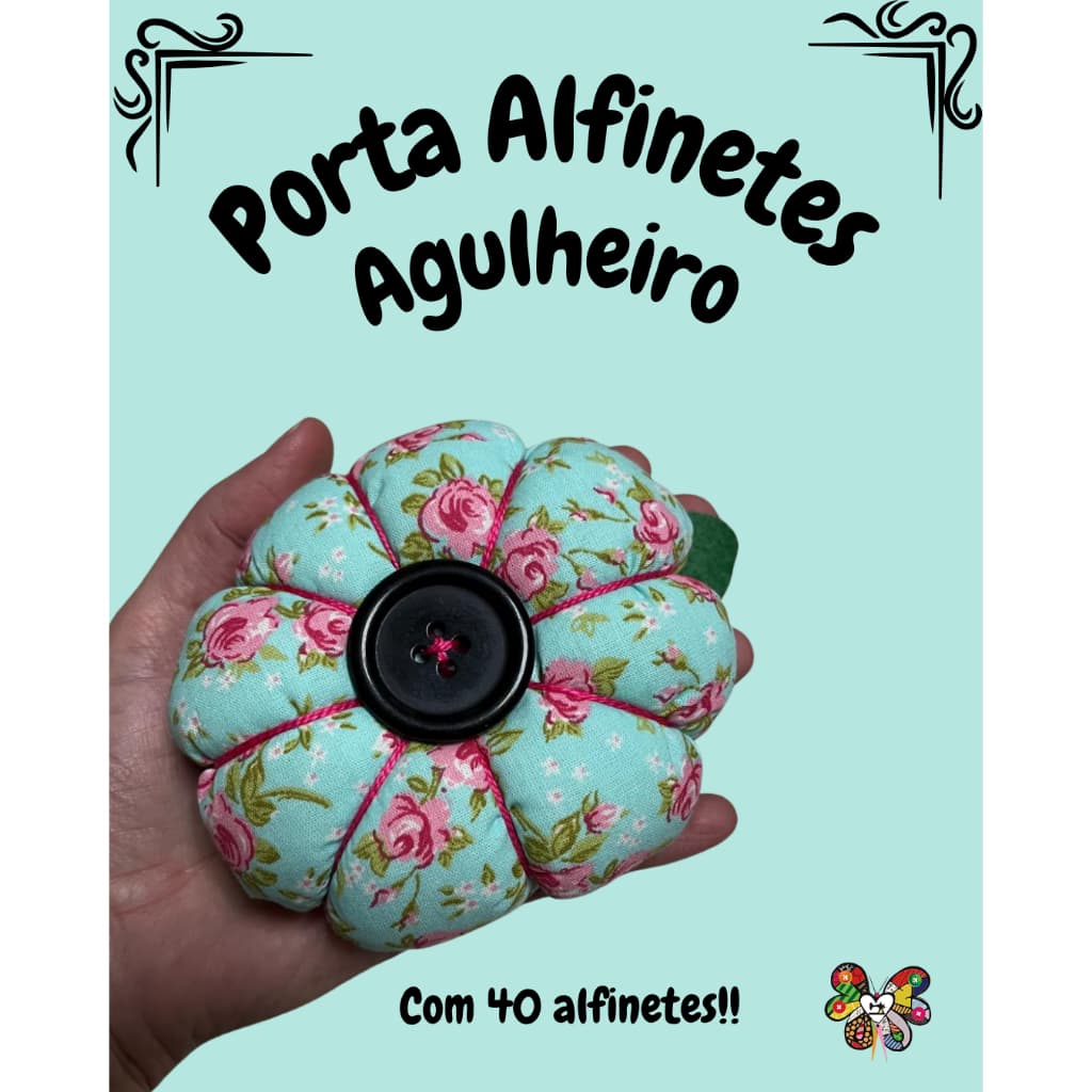 Porta alfinetes grande agulheiro artesanal acompanha 40 alfinetes
