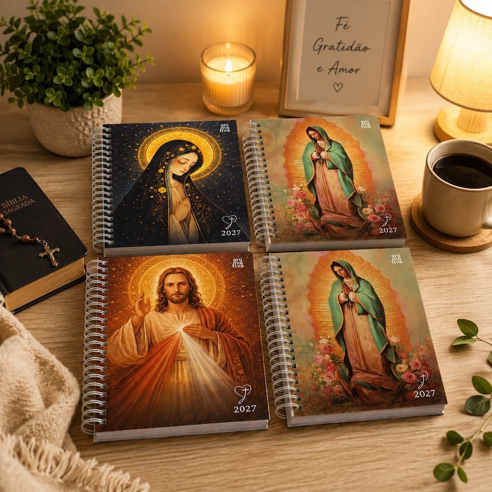 Agenda 2027 Diário de Fé Religiosos192 Folhas Espiral Planejamento Anotações - Sortida