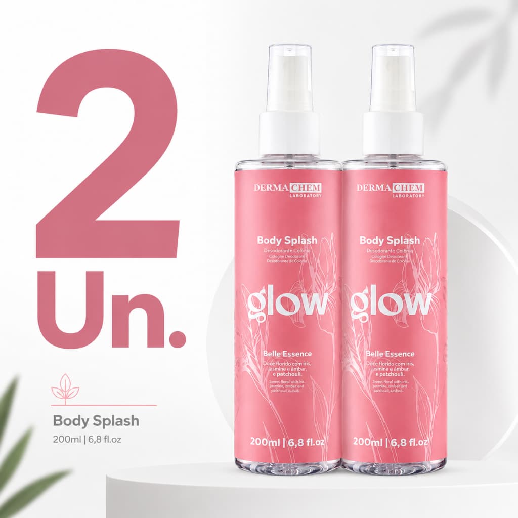 Kit 2 Body Splash Glow Belle Essence Dermachem 200ml Inspirado em La Vie Est Belle Colônia Desodorante Corporal Feminino