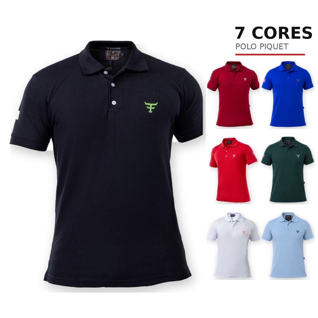 Camisa Polo Masculina Country Piquet Algodao Elastano Gola Polo Manga Curta Rodeio Agro P ao GG