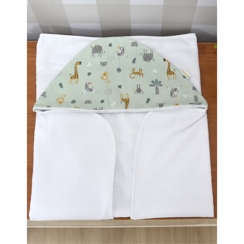 Toalha Bebê Forrada Com Fralda e Capuz, Tecido Macio Fofinho e Super Absorvente P/ Recém-nascido