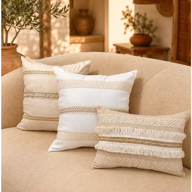 1 Almofada Exclusiva Retangular Cheia Formato Baguete Estilo Boho Chic