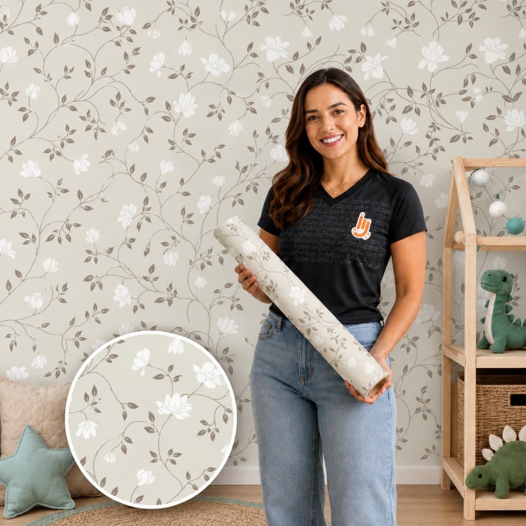 Papel de Parede Autocolante Floral Decorativo para Sala e Quarto – Envio Imediato