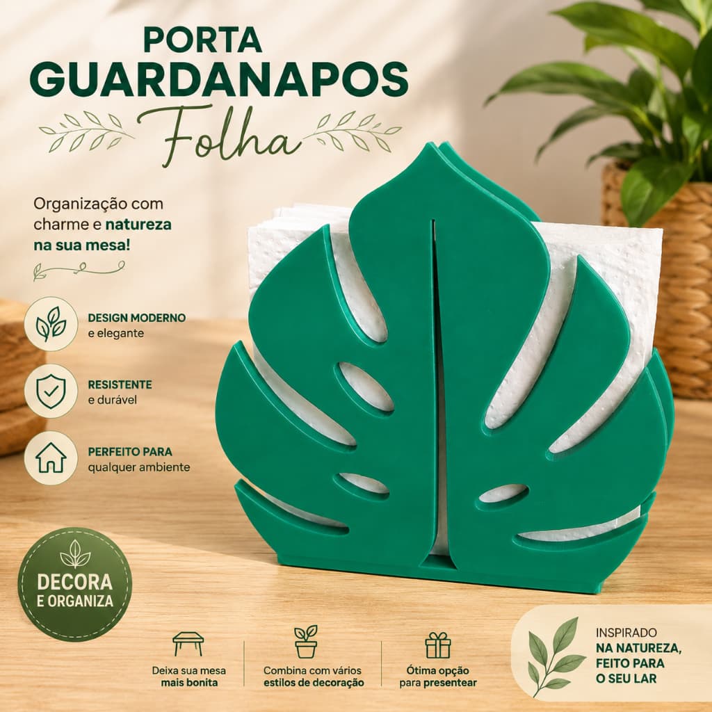 Porta Guardanapos Folha Monstera Decorativo– Organizador de Mesa-Suporte decorativo moderno para mesa