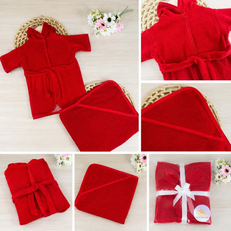 Kit bebê rn 2 peças Roupão + Toalhinha RN Kit masculino Toalha e Roupão bebe 3 a 6 meses