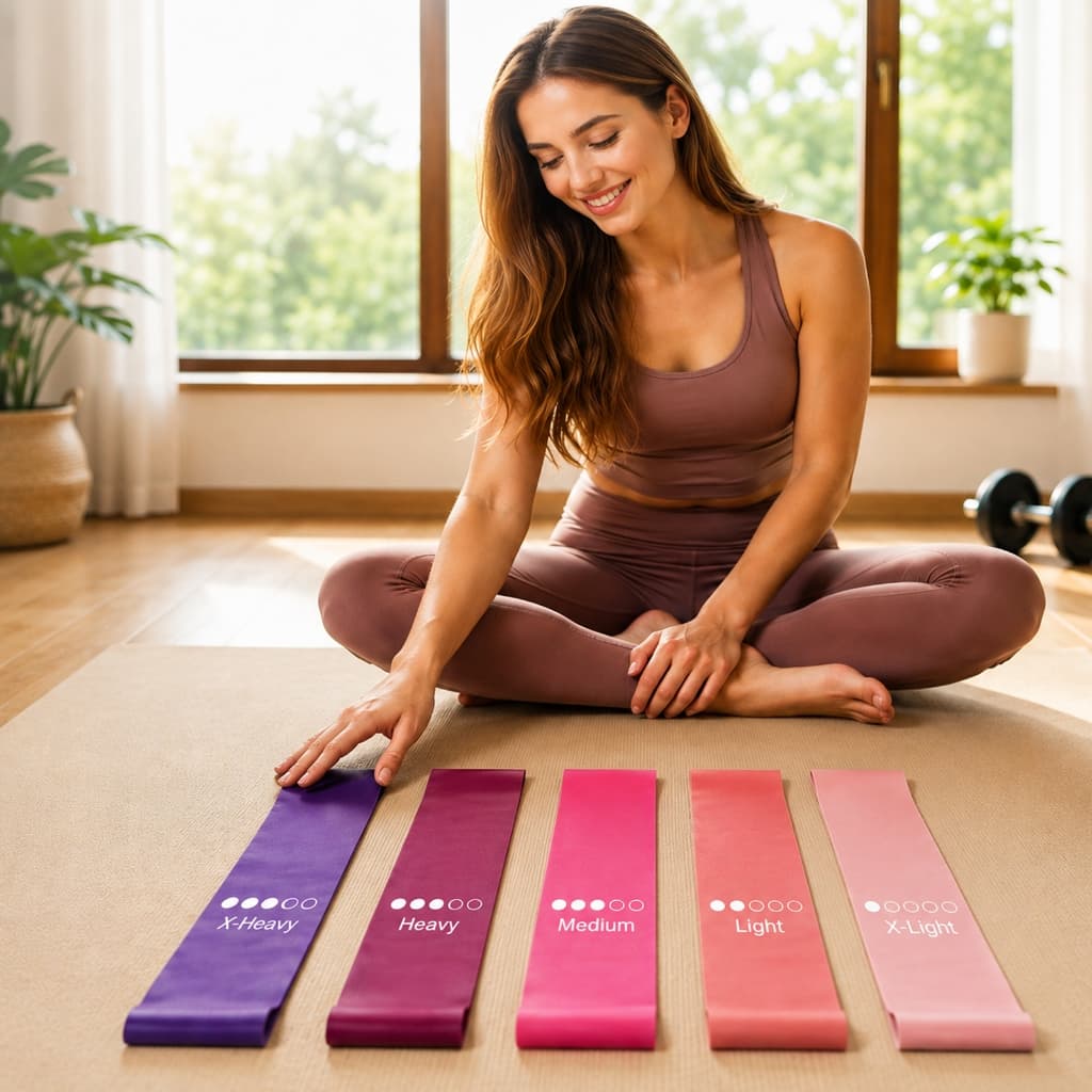 Kit 5 Mini Bands Elásticas Faixas de Resistência 5 Níveis para Exercícios Fitness Glúteos Pernas Pilates