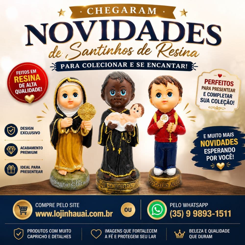 Imagem Resina Infantil 15cm - Santinhos Criança Católico Santa Arcanjo Miguel Nossa Senhora Variados