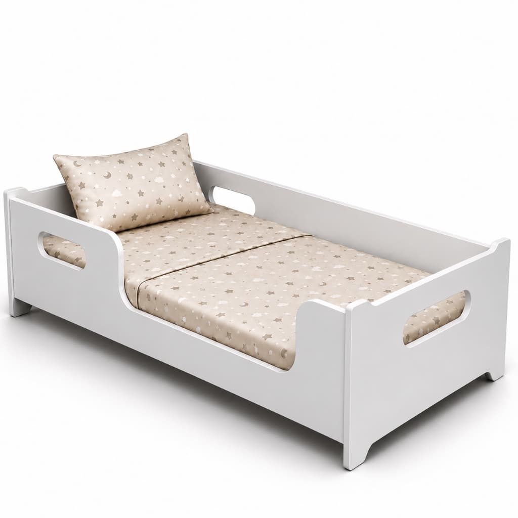 Cama Encanto Infantil Montessori Branca Sem Colchão Menino Menina Quarto Da Criança Grade Para Proteção E Segurança
