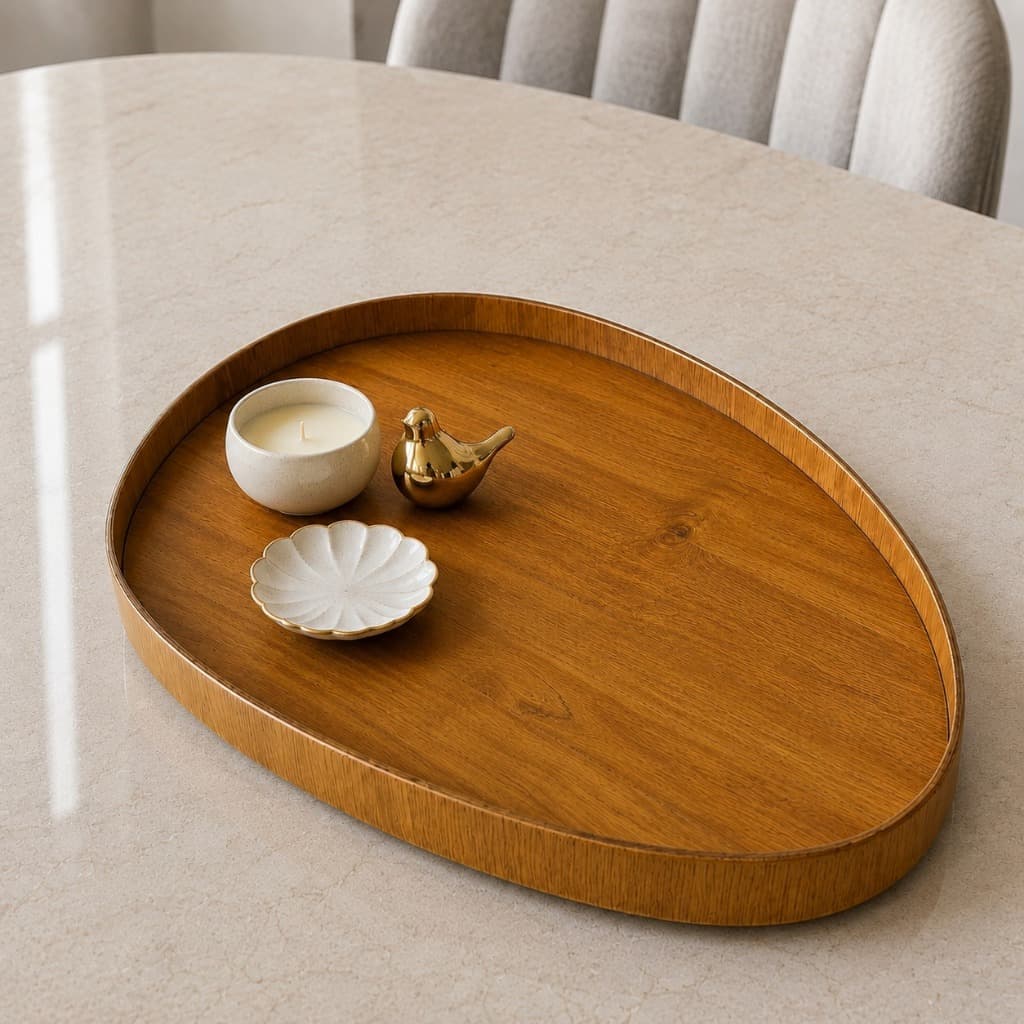 Bandeja Oval Decorativa Grande 51cm Porta Perfumes Lavabo Penteadeira Aparador Mesa Centro Sala Quarto Luxo