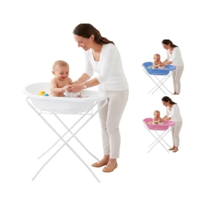 Banheira + Suporte Infantil Bebê - Ergonômica Com Suporte Portátil e Tampão