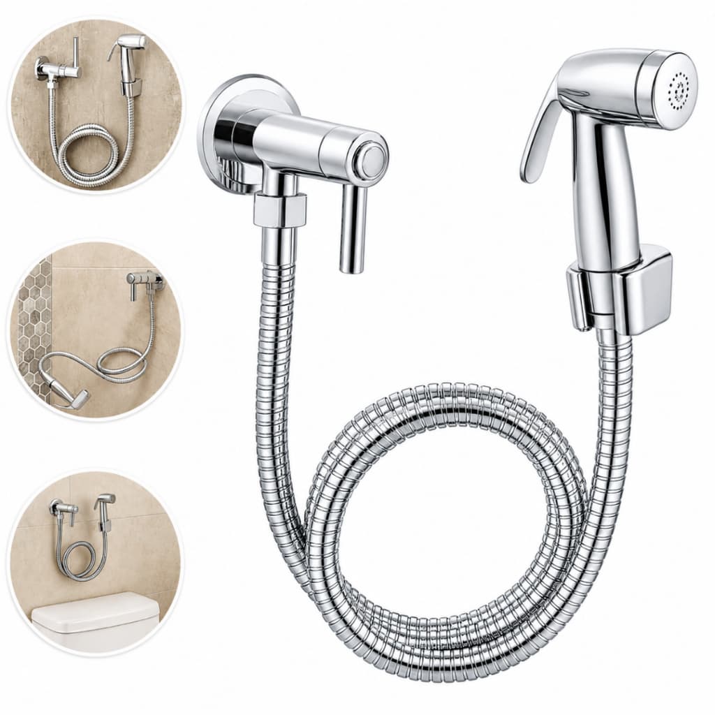 Ducha Higiênica ABS Cromada Luxo Chuveirinho Íntimo Banheiro Registro Mangueira Inox 1,20m