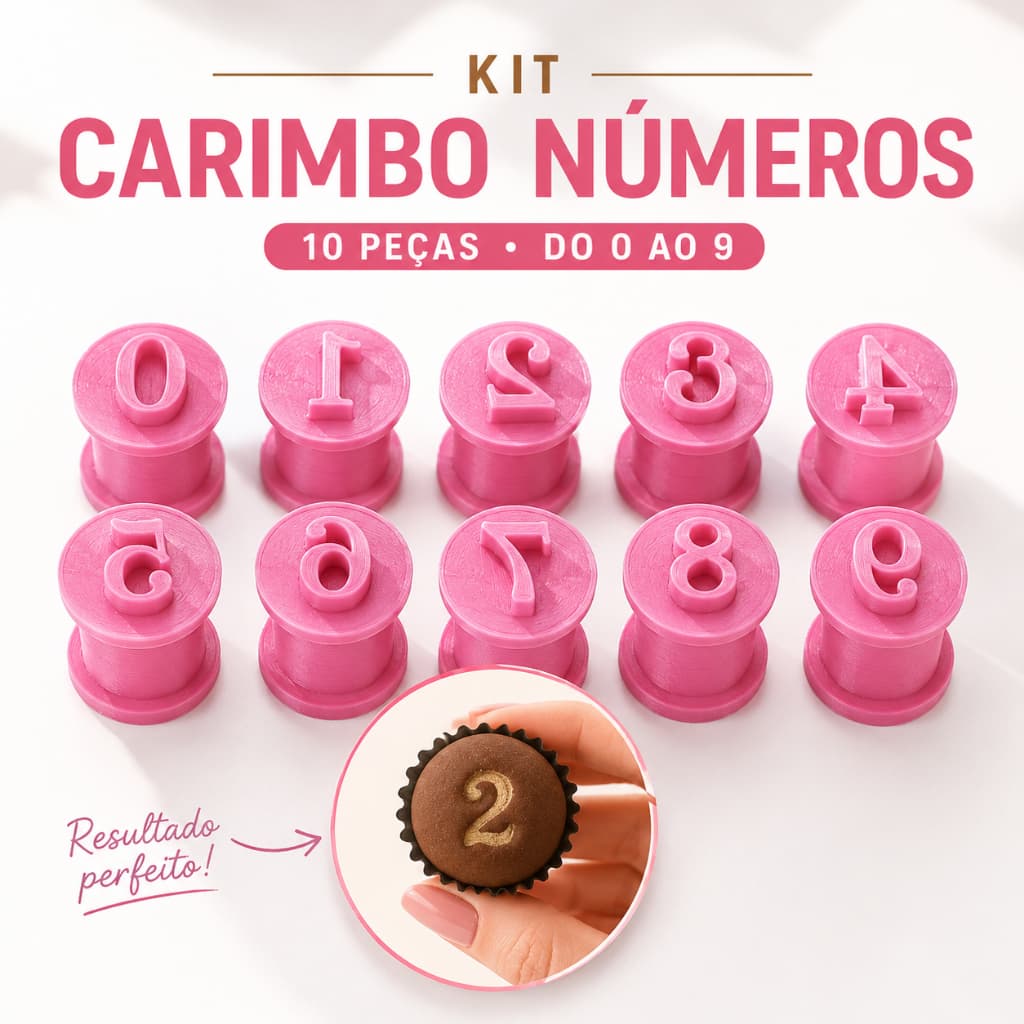 Carimbo Para Brigadeiro e Doces Kit Números Anos Meses Aniversário Festa Docinhos Massas 10 Peças