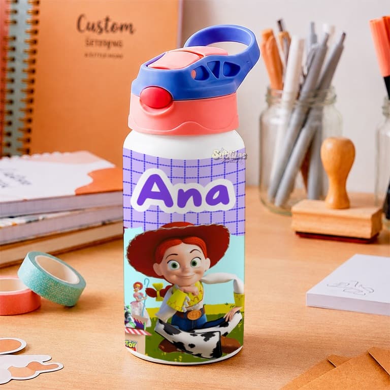 Garrafa Infantil Toy Story Dona Marocas Buzz Lightyear  Personalizada Jessie Woody 500ml 600ml Alumínio