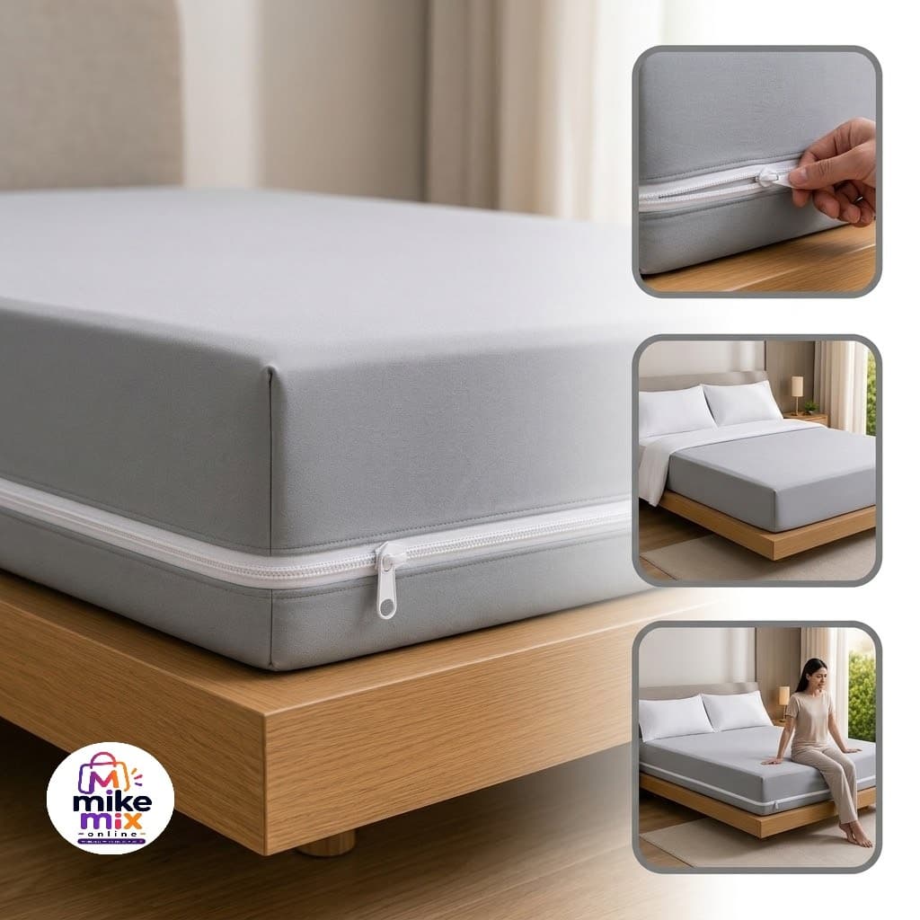 Capa Protetora de Colchão Queen com Zíper Cinza Capa para Colchão Protetor de Cama Box Resistente Proteção Colchão Queen
