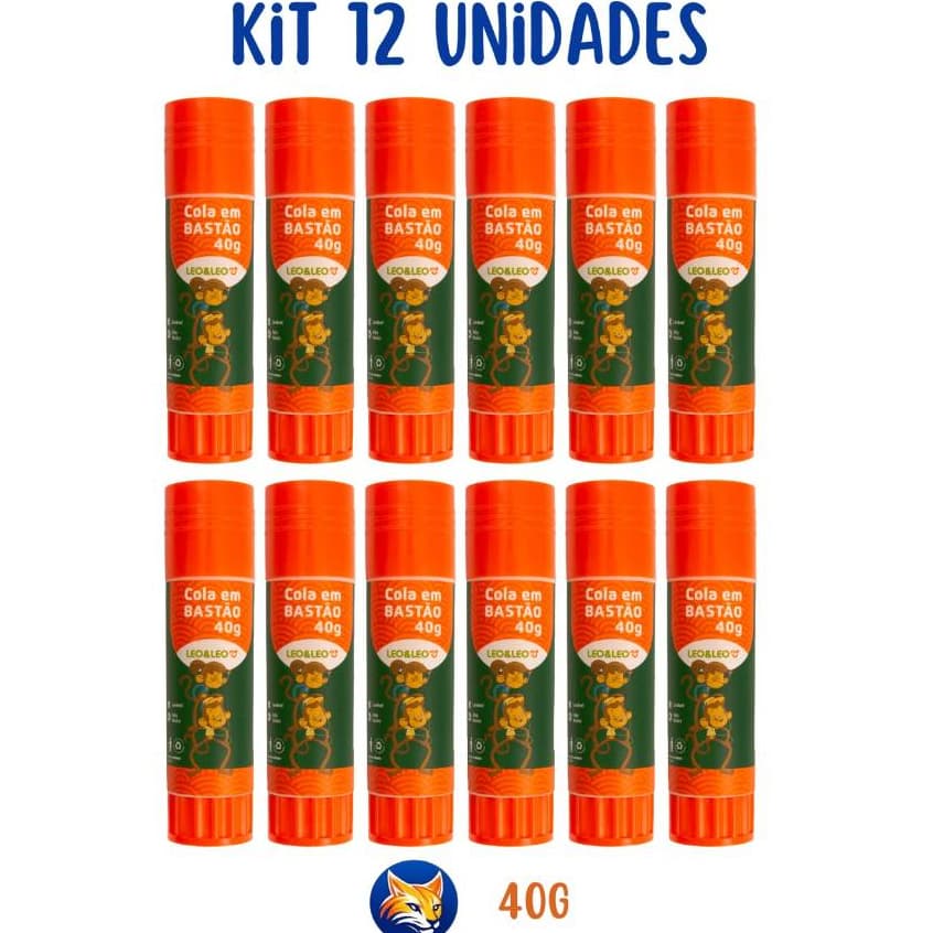 Kit 12 Colas em Bastão 40g Escolar Escritório Artesanato Leo&Leo