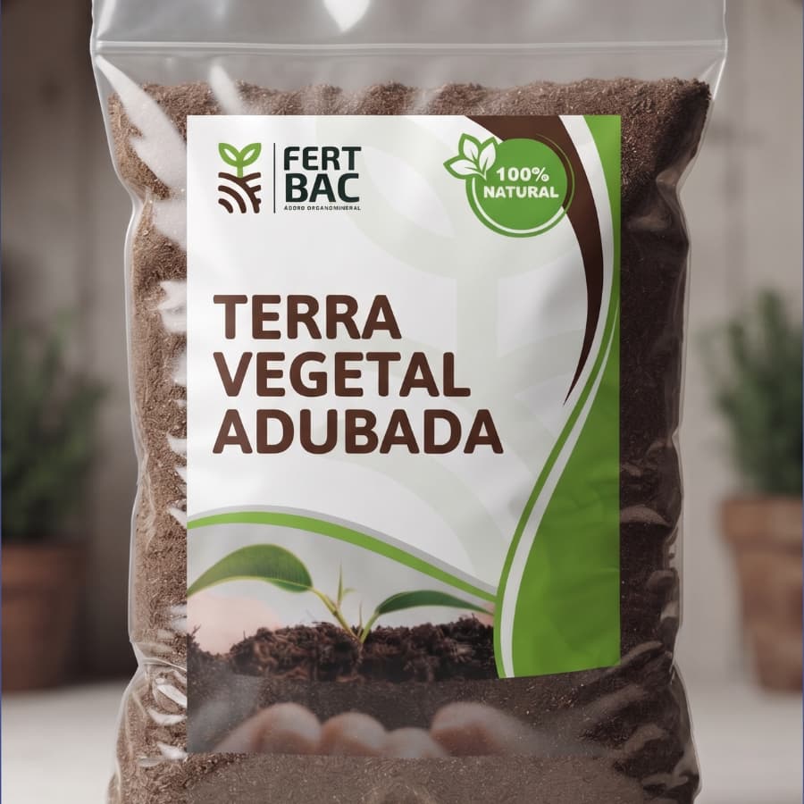 Terra Vegetal Adubada Orgânica Premiun FertBac 3kg e 5kg - Pronta Para Uso Em Hortas Plantas Jardins Vasos Hortaliças