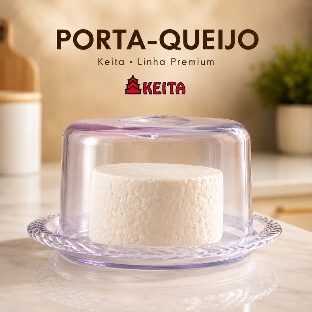 Porta Queijo Queijeira com Tampa Transparente Keita Premium Trança 20 cm