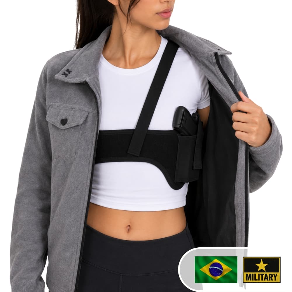 Coldre Axiliar e Cintura Feminino Neoprene Velado Segurança Policial e Vigilante Paisana