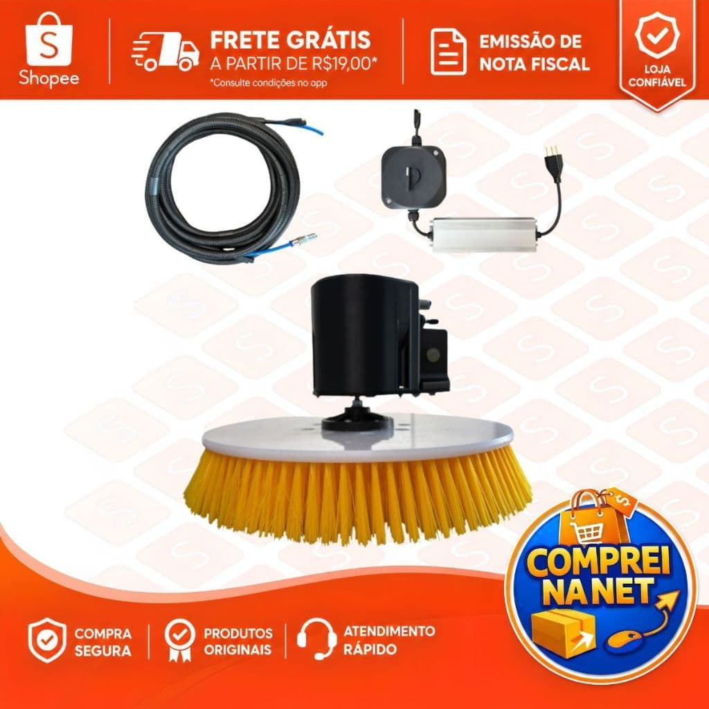 Escova Giratória Elétrica Automática Placa Solar Vassoura Rotativa Limpa Fácil e Rápido