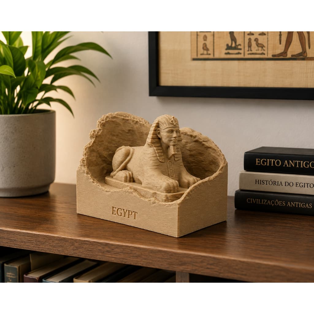 Esfinge De Gizé Decorativa Egito Escultura Impressão 3D Bege