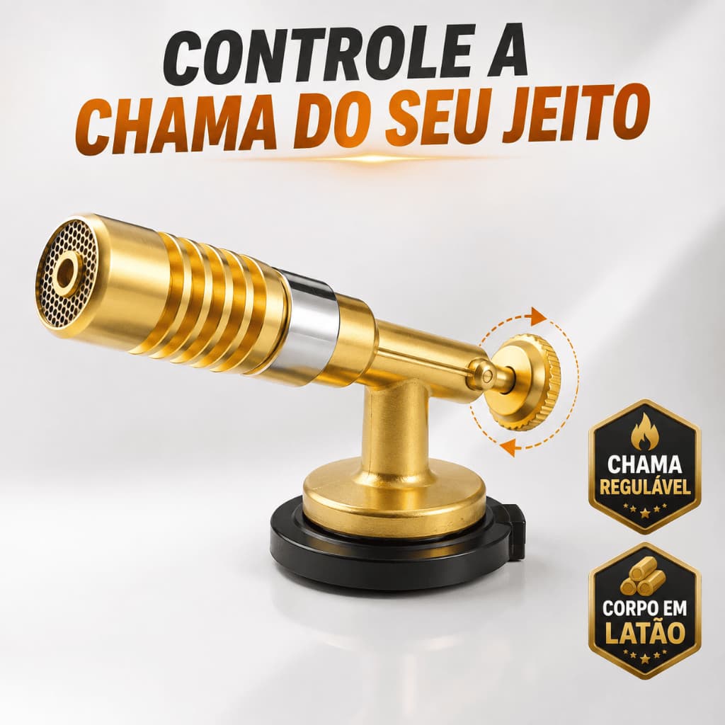 Bico Maçarico Gás Regulável em Latão para Solda Brasagem Aquecimento