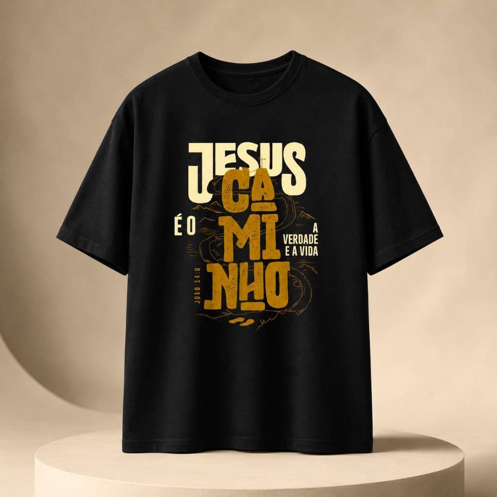 Camiseta Católica Cristã Unissex Feminino/ Masculino Jesus é o Caminho 100% Algodão