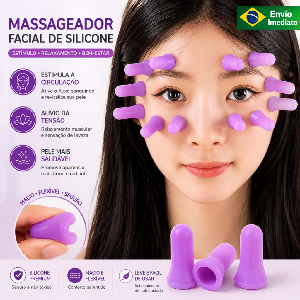 Kit 4 Ventosas Para Lifting Facial Massagem Olho Cupping Silicone Vácuo