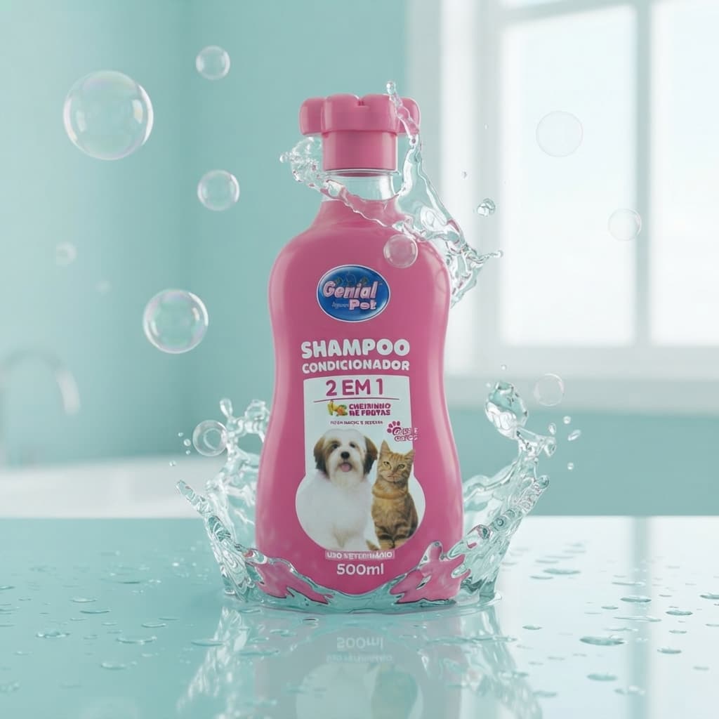 Shampoo e Condicionador 2 em 1 500ml Genial Pet para Cães e Gatos
