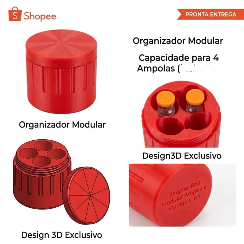 Porta ampolas peptídeos lipo less grande