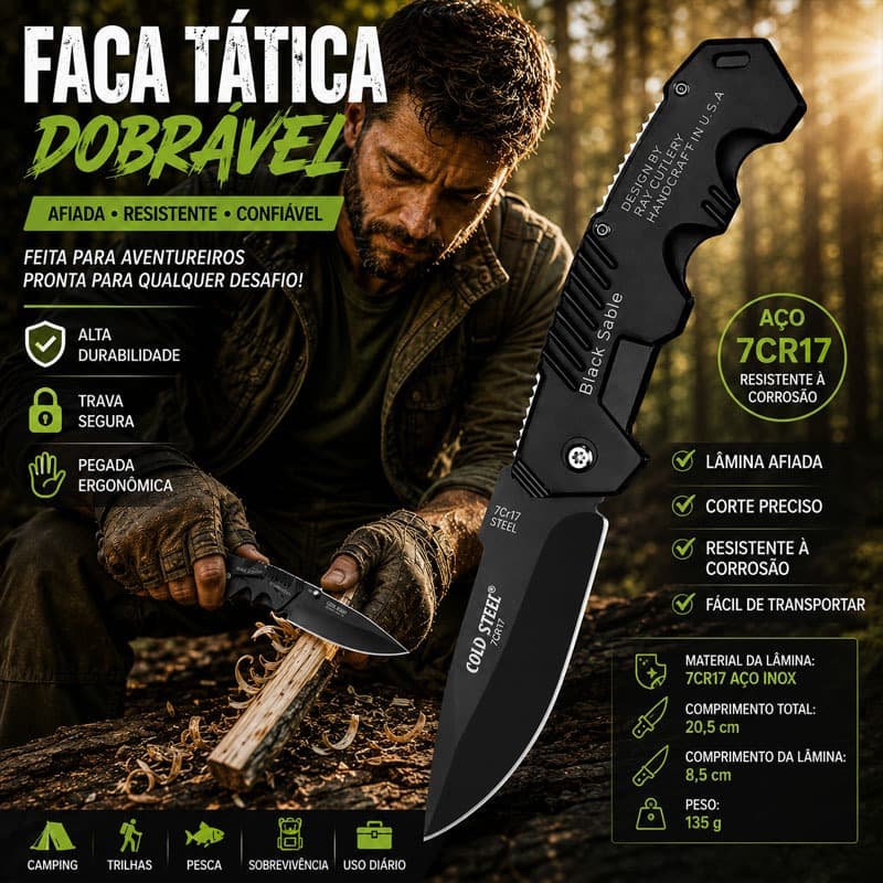 Canivete Aço Preto Faca de cozinha para frutas Para Cozinha Pesca Camping Sobrevivência