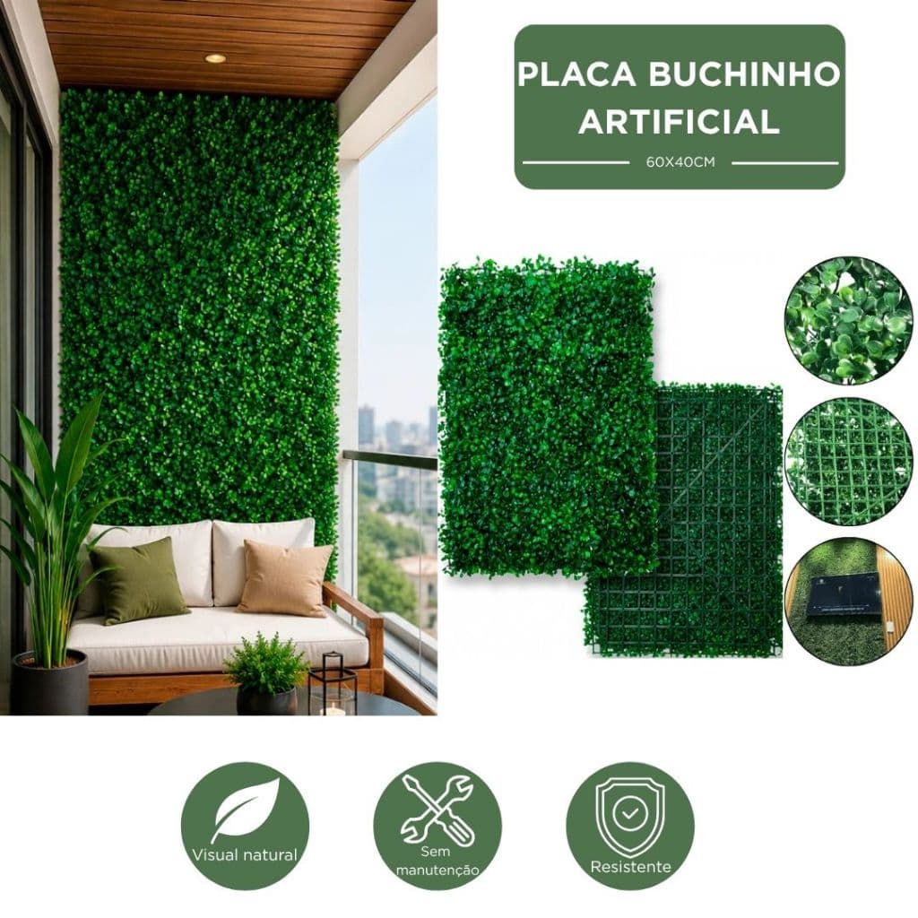 PLACA DE GRAMA ARTIFICIAL VERDE BUCHINHO BASICO 60X40CM