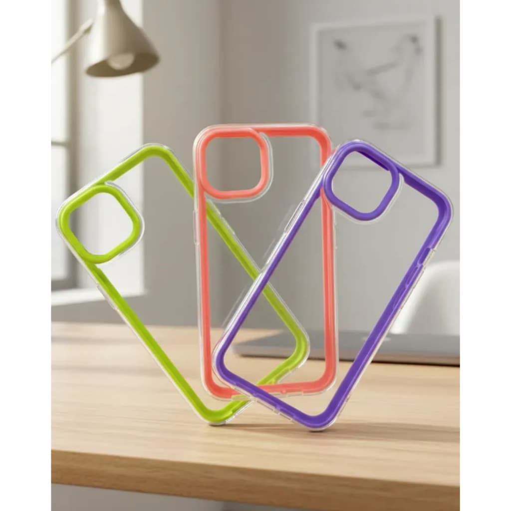 Kit 3 Capa Capinha de Celular Compatível iPhone 13 e 14 Silicone Anti Impacto Cores Diversas Proteção Câmera