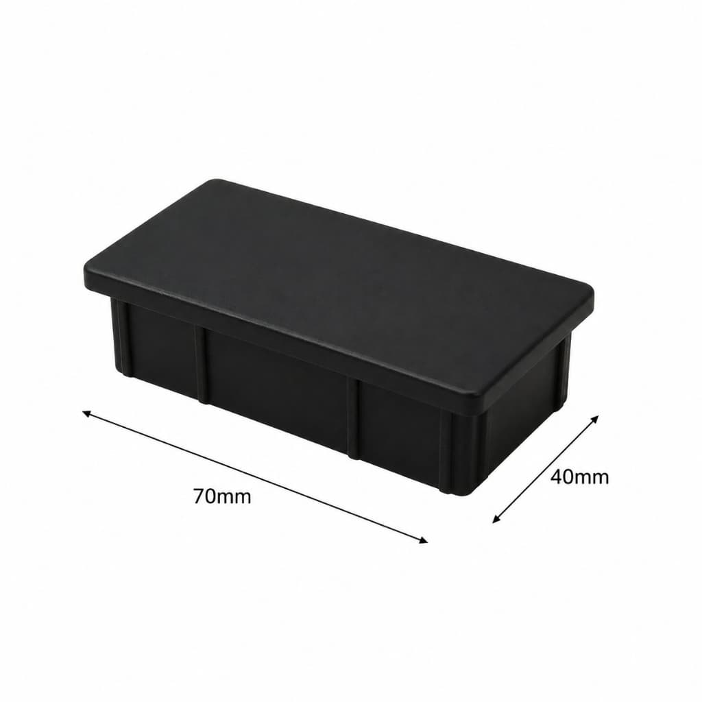 Kit 10 Tampas Acabamento Ponteira Embutida Metalon 70x40mm Preta | Tampa Interna Retangular 7x4cm