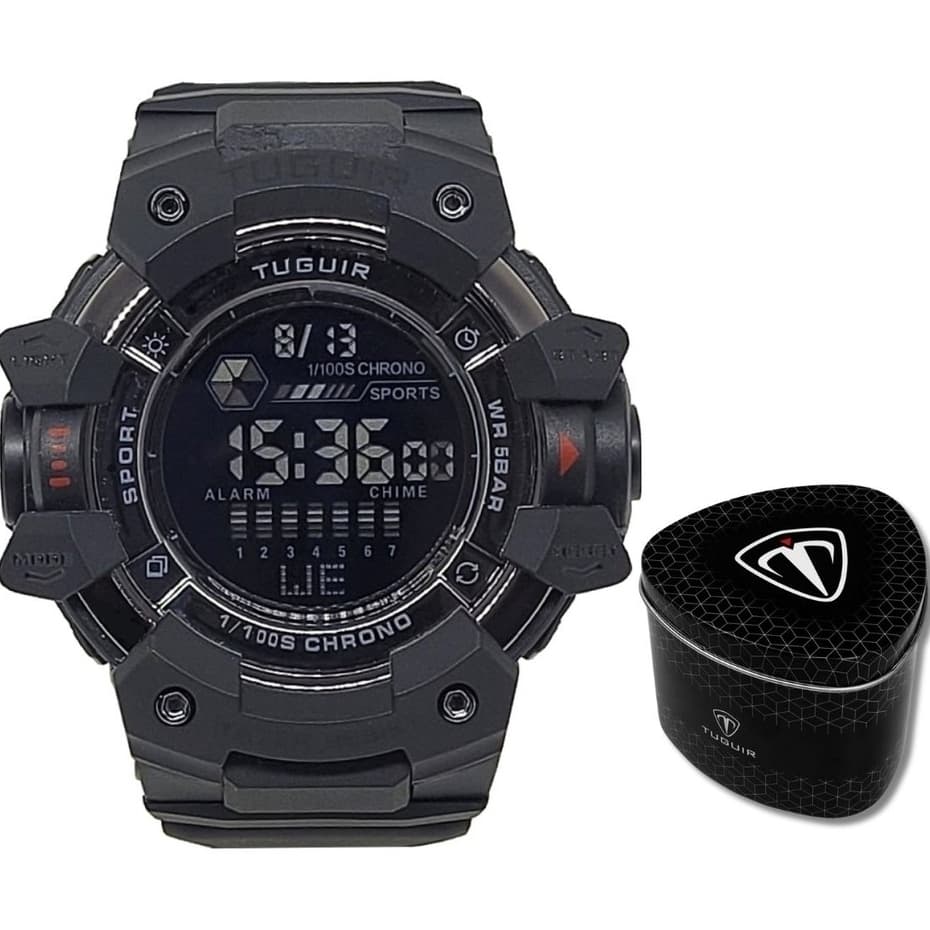 Relógio Masculino Tuguir ESPORTIVO Digital TG30401 Preto (Resistente à água 5ATM, Esportivo, Despertador, Cronômetro)