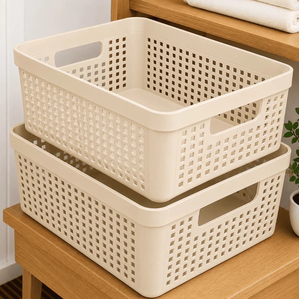 Kit 2 Cestos Organizadores 11 Litros Multiuso Cesto Grande em Plástico Resistente