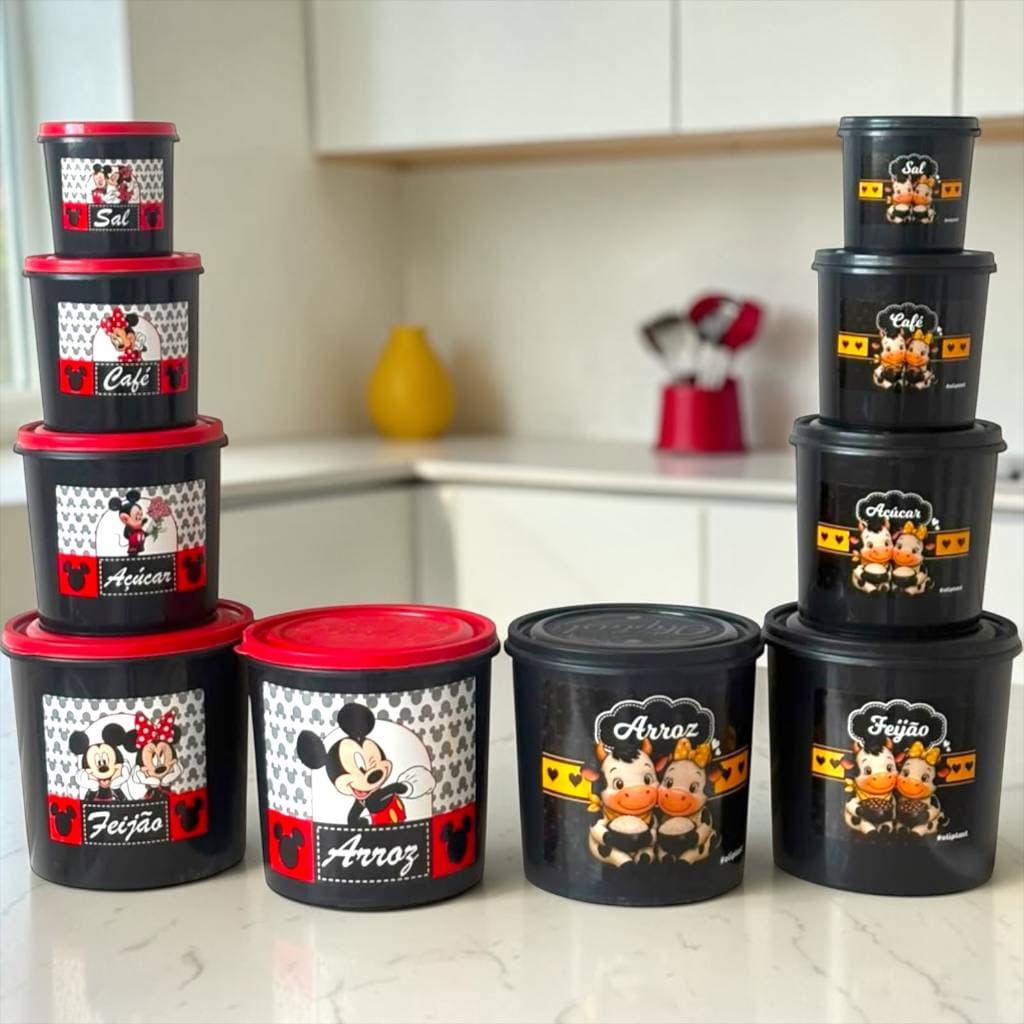 mantimento 5 peças para casa e decoração mickey e vaquinha