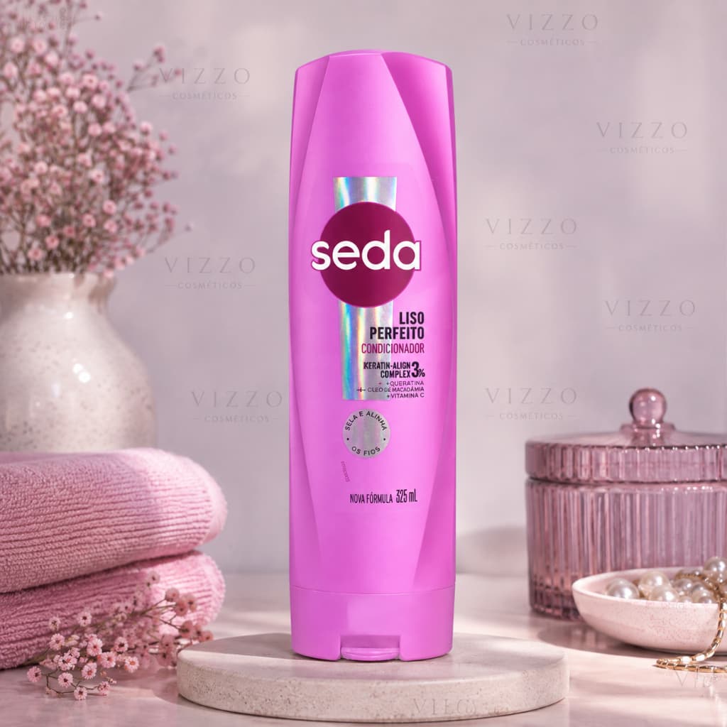 Condicionador Seda Liso Perfeito 325ml 3% Keratin Align Queratina Macadâmia Vitamina C