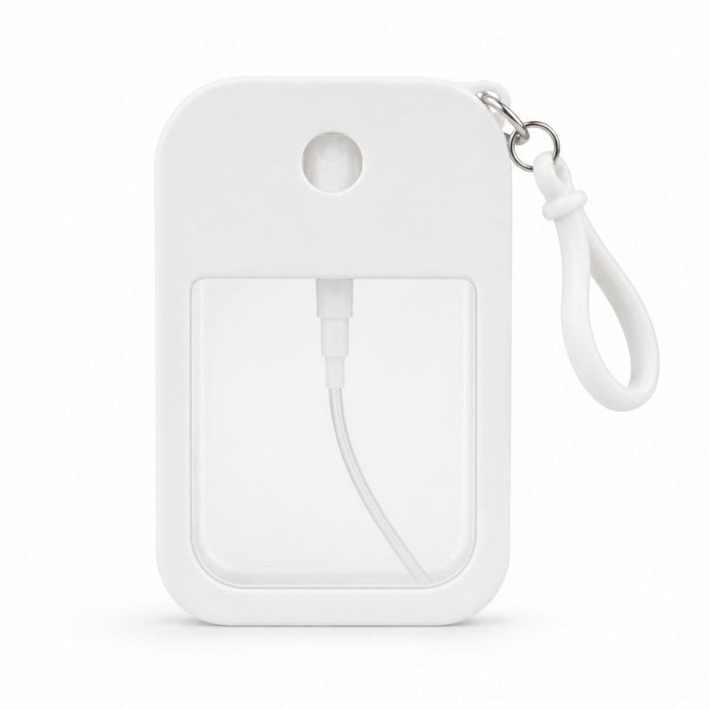 Frasco Spray Portátil Macaron Cartão com Capa de Silicone e Gancho Inferior - Branco - 38ml