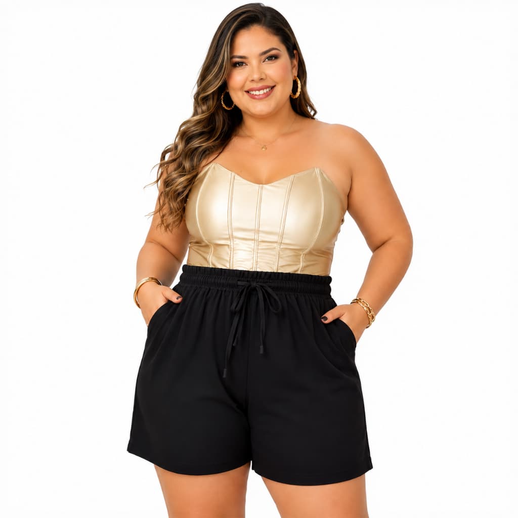 Shorts Plus Size feminino Tecido Duna com bolso Conforto e Estilo do G1 ao G3