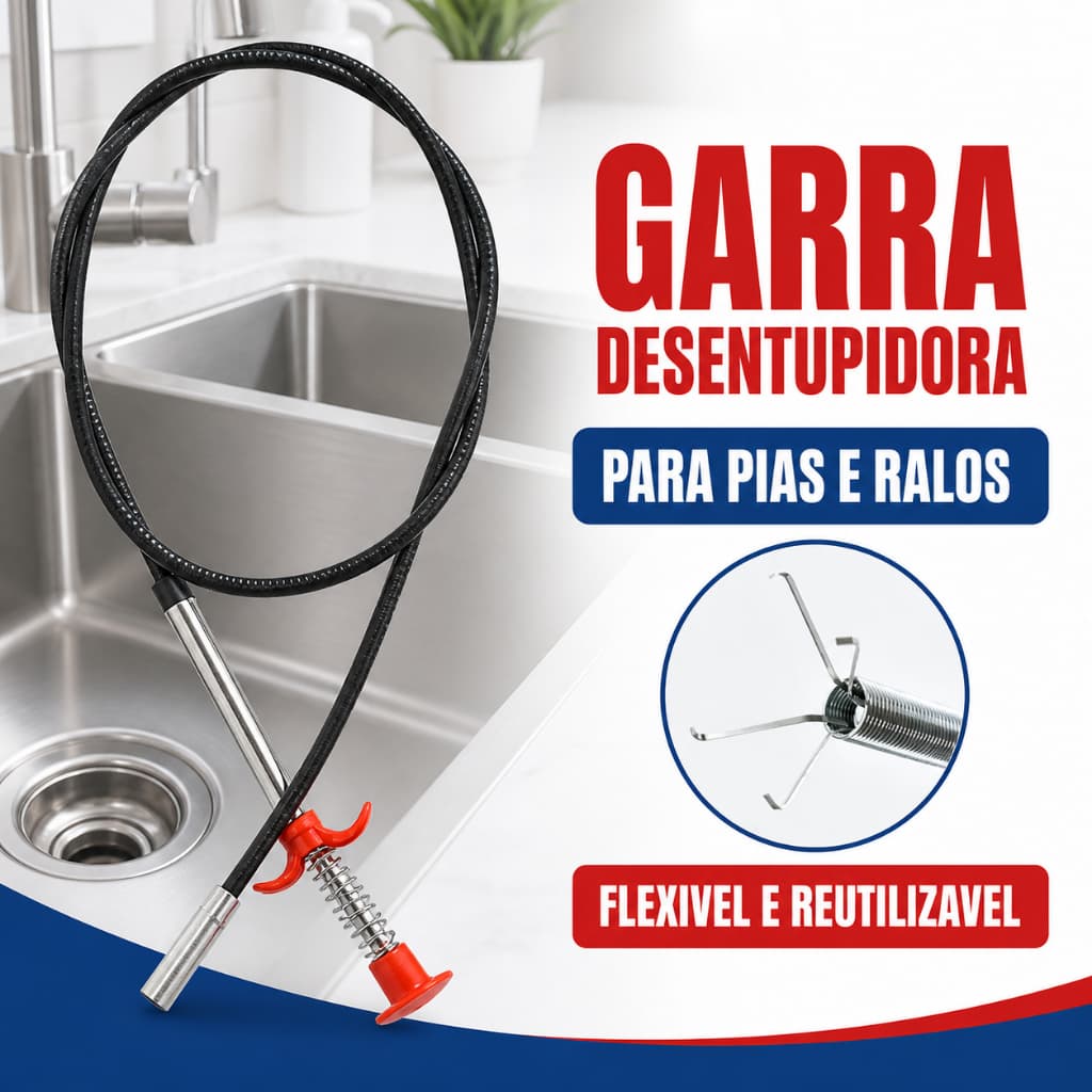 Garra Desentupidora Manual Para Pia Ralo e Banheiro