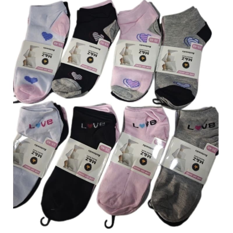 Kit 12 Pares Meia Feminina Cano Curto Soquete Colorido