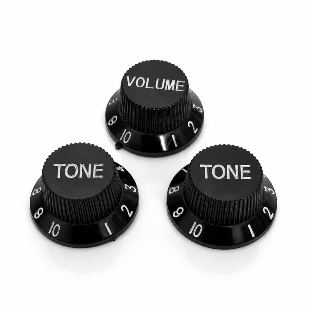 Kit Com 03 Knobs Para Contra Baixo Jazz Bass Tone E Volume Preto