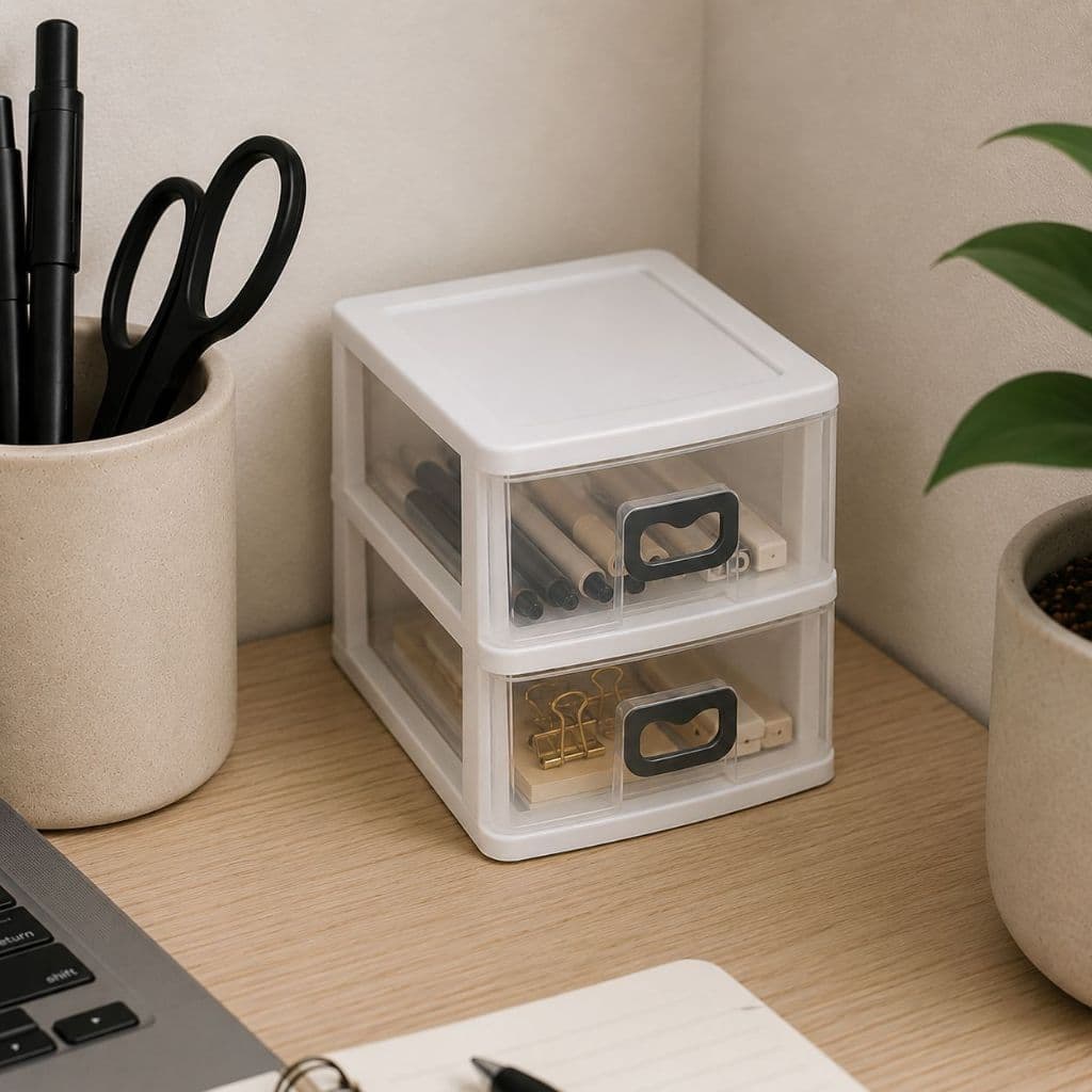 Gaveteiro De Mesa 2 Gavetas Organizador Multiuso Modular Armazenamento GV46 São Bernardo Casa Escritório