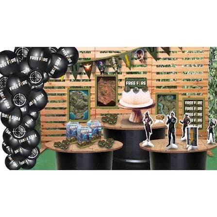 Kit festa decorativo só um bolinho tema Free Fire com 90 peças decoração