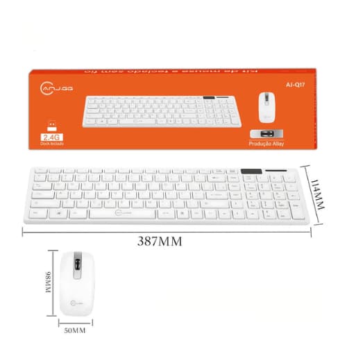 Kit Teclado E Mouse Sem Fio 2.4ghz Usb |design Slim Branco