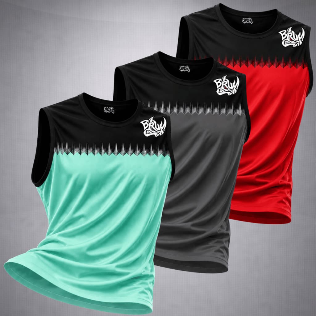 Kit 3 Regatas Fitness Dry Fit Masculina Academia Treino Musculação Corrida Respirável