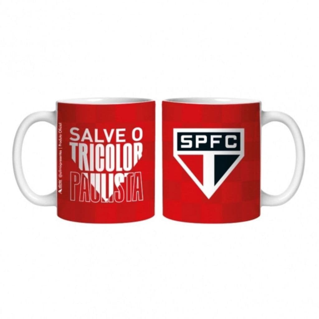 Caneca de Cerâmica São Paulo FC 300ml – Caneca Reta Tricolor “Tricolor” para Café e Bebidas – Presente para Torcedor