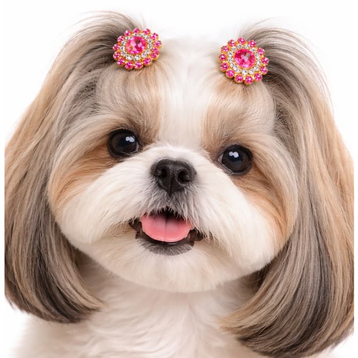 Kit 10 ou 20 unid. de Laços Jóia Strass Para Penteado Pet
